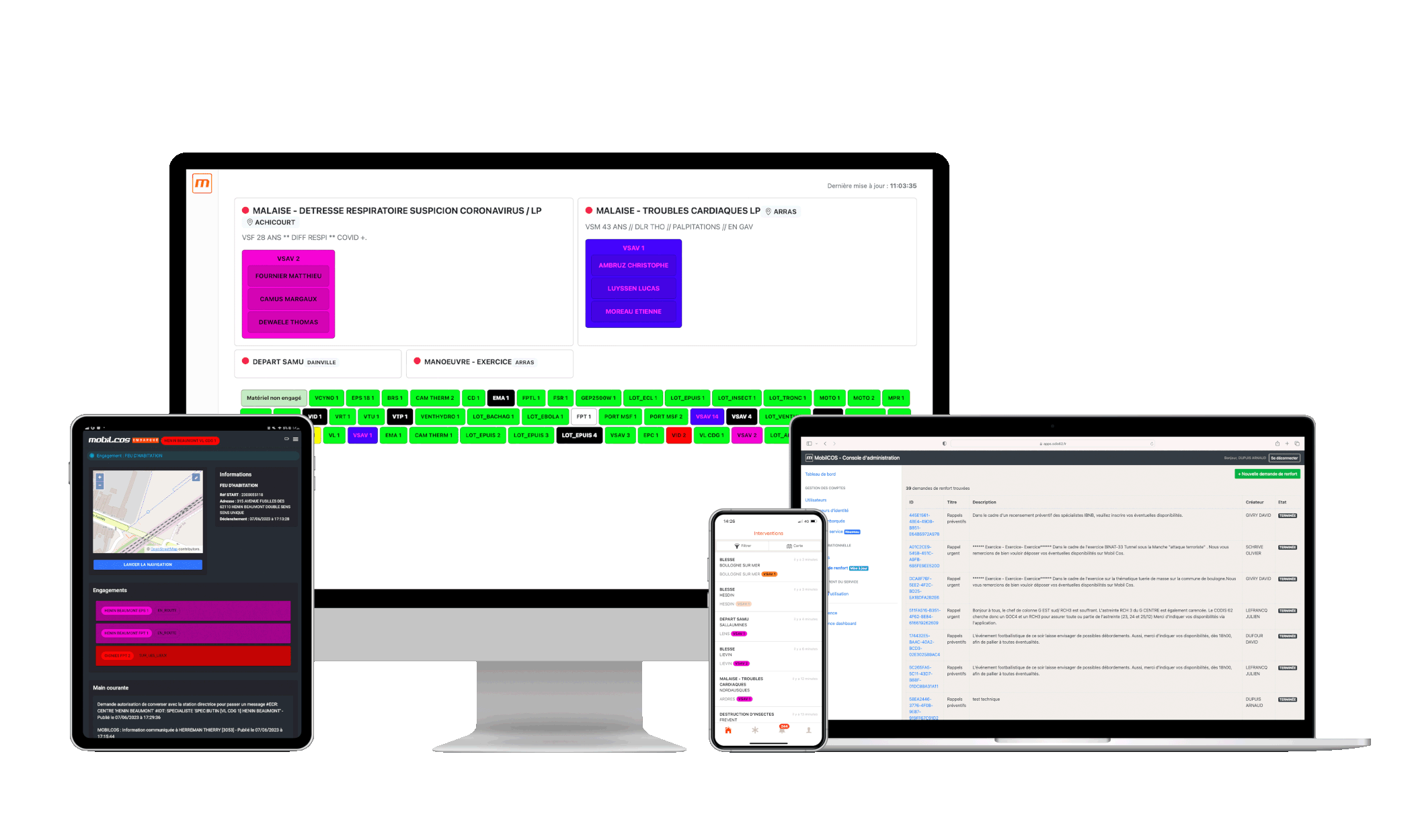 Mockup des applications MobilCOS